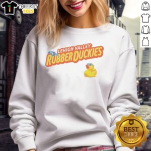 Good Lehigh Valley Rubber Duckies MLB Ironpigs Baseball Team Mascot Sweatshirt featuring vibrant team colors.