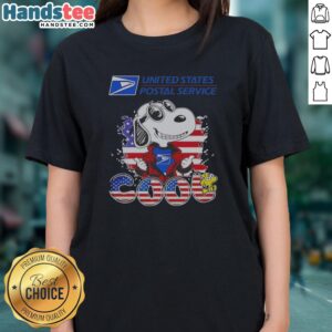 Pretty Snoopy Woodstock United States Postal Service Peanuts Cool Ladies Shirt featuring iconic cartoon characters.