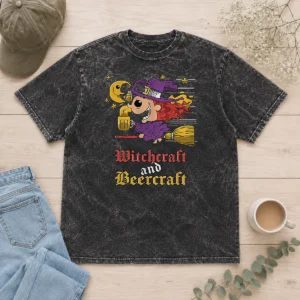 Nice Witchcraft And Beercraft Washed T Shirt in soft, faded fabric with short sleeves and crew neck
