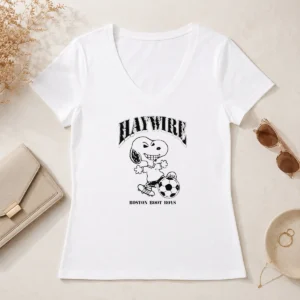 Awesome Snoopy Hawwire Boston Boot Boys Soccer Sports V Neck Shirt in navy blue for kids