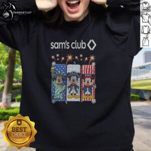 Hot Sam'S Club Mickey Mouse Patriotic Characters Fireworks Sweatshirt featuring colorful fireworks and patriotic Mickey Mouse design