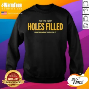 Nice Mayor Mamdani Pothole Blitz As Of June 100000 Holes Filled Sweatshirt in dark gray, showing front view with bold white text