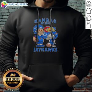 Awesome The Peanuts Kansas Jayhawks Football Est 1890 Hoodie in navy blue with front graphic print
