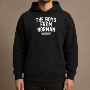 Awesome Oklahoma The Boys From Norman Hoodie in charcoal gray, front view with kangaroo pocket and hood