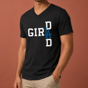 Premium Los Angeles Dodgers LA Girl Dad V-Neck Shirt