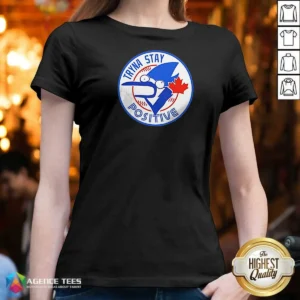 Funny Tryna Stay Positive Blue Jay Baseball Logo V-Neck Shirt