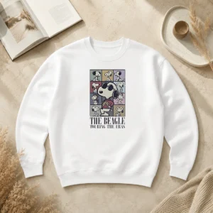 Hot Snoopy Peanuts The Beagle Touring The Eras Cartoon Sweater