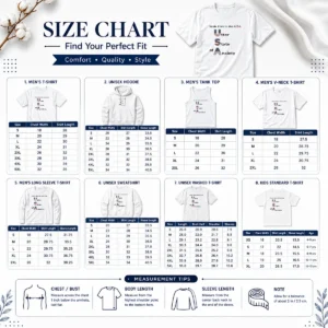 Size chart for Funny Yeah I Live In The USA Utter State Of Anxiety shirt with measurements in inches and cm