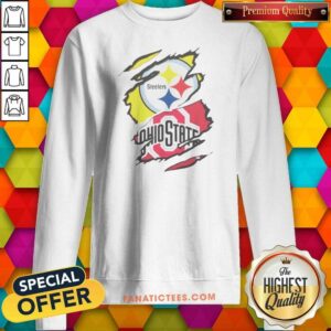 Nice Pittsburgh Steelers Ohio State Buckeyes Torn Logo Graphic Sport sweatshirt optimized for showcasing the design.