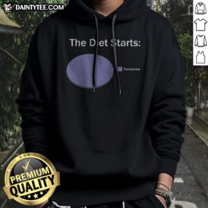 Nice The Diet Starts Tomorrow Hoodie in a cozy setting, perfect for casual wear.