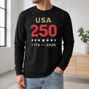 Official USA 250 1776 2026 Patriotic American Independence Anniversary Long Sleeve Shirt