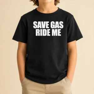 Good Save Gas Ride Me Bicycle Motorcycle Cheeky Quote Kids T-Shirt