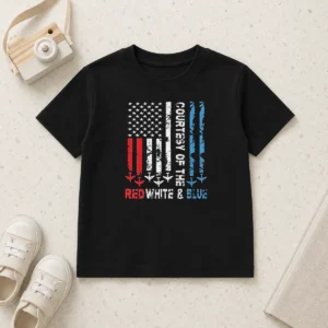 Pretty Courtesy Of The Red White And Blue America US Flag Patriotic 4th Of July Kids T-Shirt