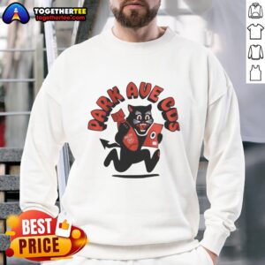 Alt Text: Cozy Original Black Cat Park Ave Cos sweatshirt featuring a stylish design, perfect for cat lovers and casual wear.