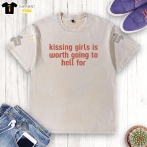 Premium Kissing Girls washed t-shirt featuring bold graphic design, perfect for casual wear and expressing unique style.
