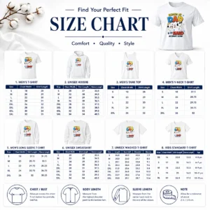 Size chart for Good Snoopy Belle Peanuts Raising My Dad Is So Hard He Does Not Listen with measurements in inches and cm