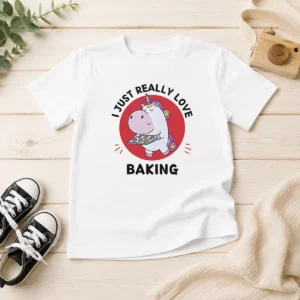 Nice Unicorn Holding Baking Tray I Just Really Love Baking Kids T-Shirt