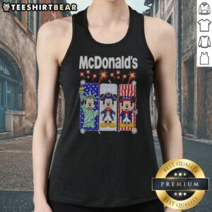 Hot Mcdonalds Mickey Mouse As Statue Of Liberty And Uncle Sam Patriotic Tank Top featuring vibrant patriotic graphic on a sleeveless tank top