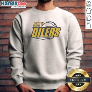 Premium City Oilers Basketball Logo Design For Sports Fan Apparel T Shirt For The Team Sweatshirt displayed on a neutral background.
