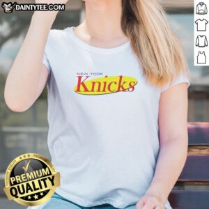 Hot New York Knicks Seinfeld Logo ladies shirt featuring a bold Knicks-inspired design on a comfortable fitted tee