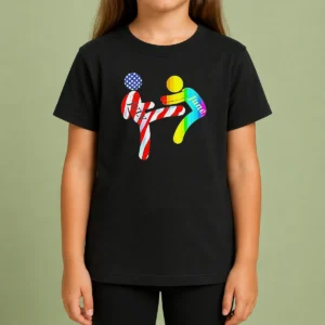 Premium July Independence Kick June Pride Month Kids T-Shirt