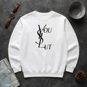 Original Ysl You Slut Parody Sweater in black, featuring bold parody text on front, cozy long-sleeve pullover