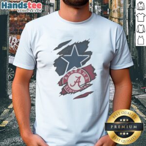 Funny Dallas Cowboys Alabama Crimson Tide Ripped Design NFL NCAAF Shirt displayed on a model
