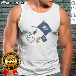 Official Snoopy And Woodstock Holding Oklahoma City Thunder Flags To Cheer Tank top featuring vibrant graphics