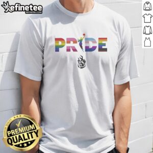Pretty Portland Fire 2026 WNBA Pride LGBT Pattern Flag t shirt featuring vibrant colors and a unique design.