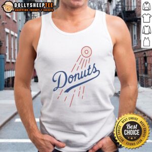 Nice Donuts MLB Style Logo Tank Top featuring a bold donut-themed baseball logo on a comfortable sleeveless cotton tank