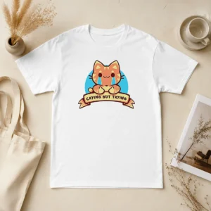 Original Crying But Trying Tabby Cat Kitten Emotional Support Mental Health Awareness