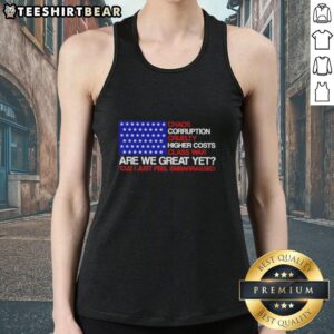 Hot Chaos Corruption tank top featuring a bold graphic about class war and rising costs, perfect for social commentary.