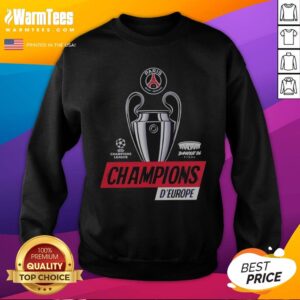 Funny Paris Saint Germain PSG UEFA Champions League Champions D'Europe 2026 Trophy sweatshirt featuring a vibrant design.