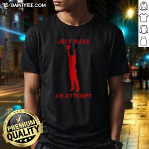 Hot Derek Jeter New York Yankees Just Make An Attempt Shirt displayed on a hanger with team colors