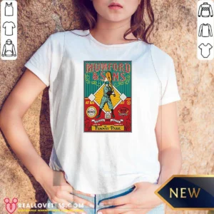 Nice Mumford And Sons June 22 2026 Fenway Park In Boston MA Poster V Neck Shirt v neck optimized image showing design on a fitted v neck shirt