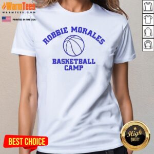 Funny Robbie Morales Basketball Camp ladies tee featuring a comfortable fit and bold graphic design for women