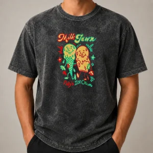 Hot Milk Jawn Philly'S ICE Cream washed t shirt in soft cotton fabric with vintage style print