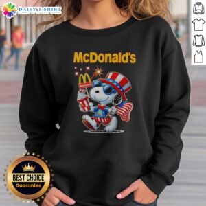 Nice Snoopy X Mcdonald'S Fourth Of July American 250 Years 1776 2026 Fireworks Sweashirt featuring vibrant fireworks graphics