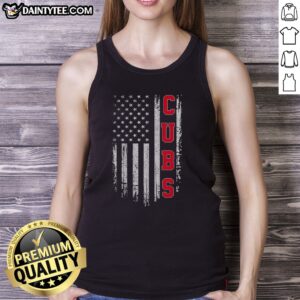 Good Vintage Cubs Name American US Flag Sports Tank top displayed on a flat surface with vibrant colors.