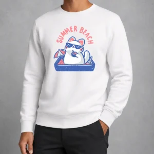 Pretty Summer Beach Cat Sweater
