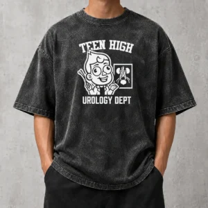 Funny Teen High Urology Dept Cartoon Doctor Washed T-Shirt