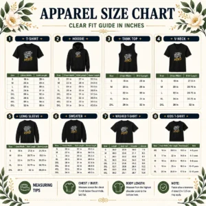 Size chart for Funny Chess Pawn King Checkmate Quote with measurements in inches and cm