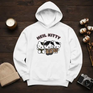 Hot Heil Kitty Parody Satire Cartoon Funny Hoodie