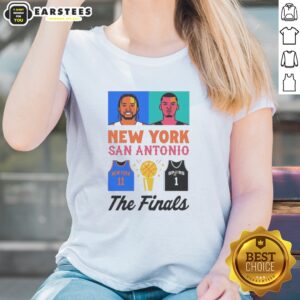 The Finals Jalen Brunson New York Knicks Victor Wembanyama San Antonio Spurs ladies shirt featuring a vibrant design.