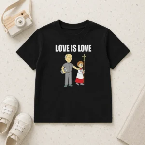 Nice Love Is Love Priest And Altar Boy Satire Kids T-Shirt