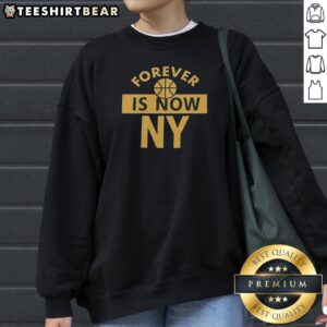 Original Forever Is Now NY Sweatshirt in charcoal gray with bold white lettering on front