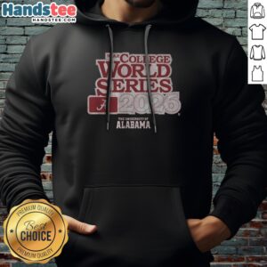 Funny Alabama Baseball 2026 College World Series Hoodie in navy blue with a humorous graphic design.