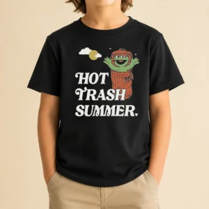 Pretty Vintage Oscar The Grouch Trash Can Hot Trash Summer Kids T-Shirt