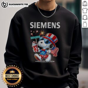 Original Snoopy X Siemens Fourth Of July American 250 Years 1776 2026 Fireworks Sweatshirt featuring vibrant fireworks graphics.