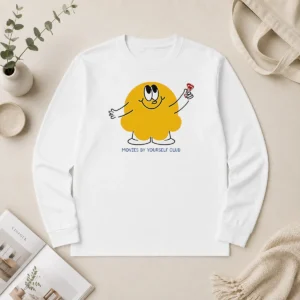 Pretty Movies By Yourself Club Yellow Blob Character Holding A Red Candy Art Long Sleeve Shirt